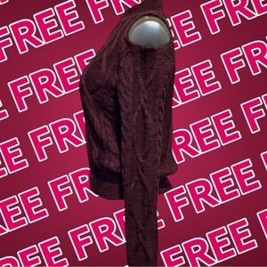 FREE 🆕Burgundy Sweater with Cold Shoulder Cut Out